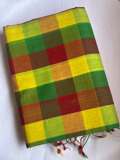 Mangalagiri Silk Cotton Saree with Paalum Pazhamum Checks