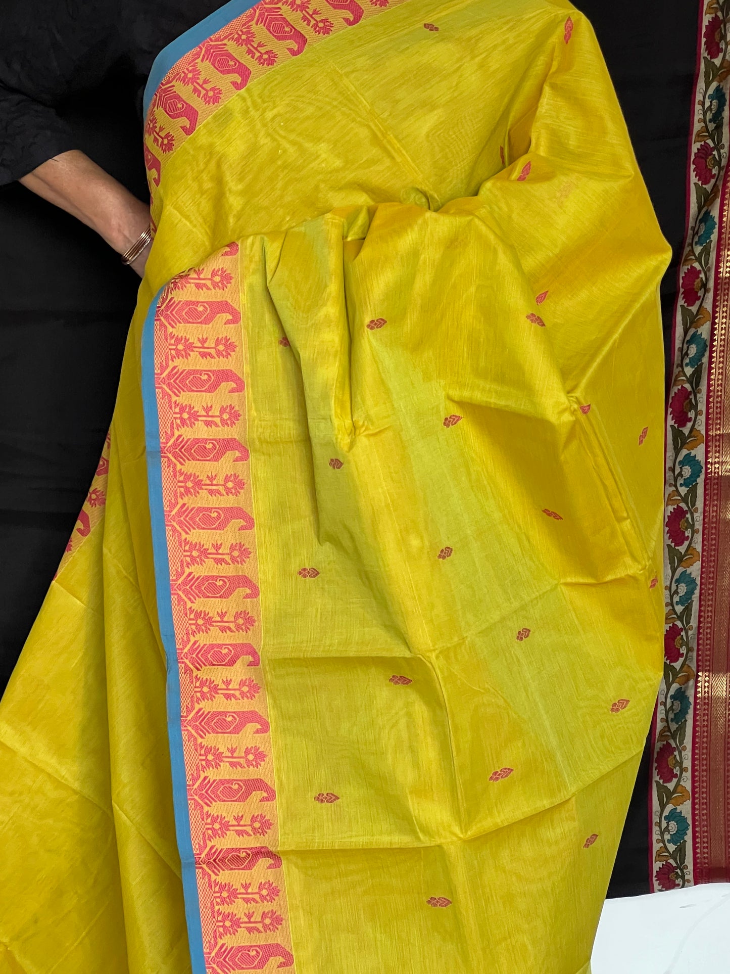 Citrus Green Chettinad cotton saree
