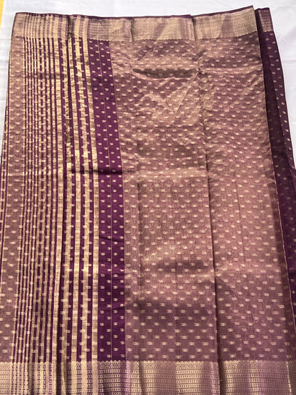 Purple festive semi silk cotton saree