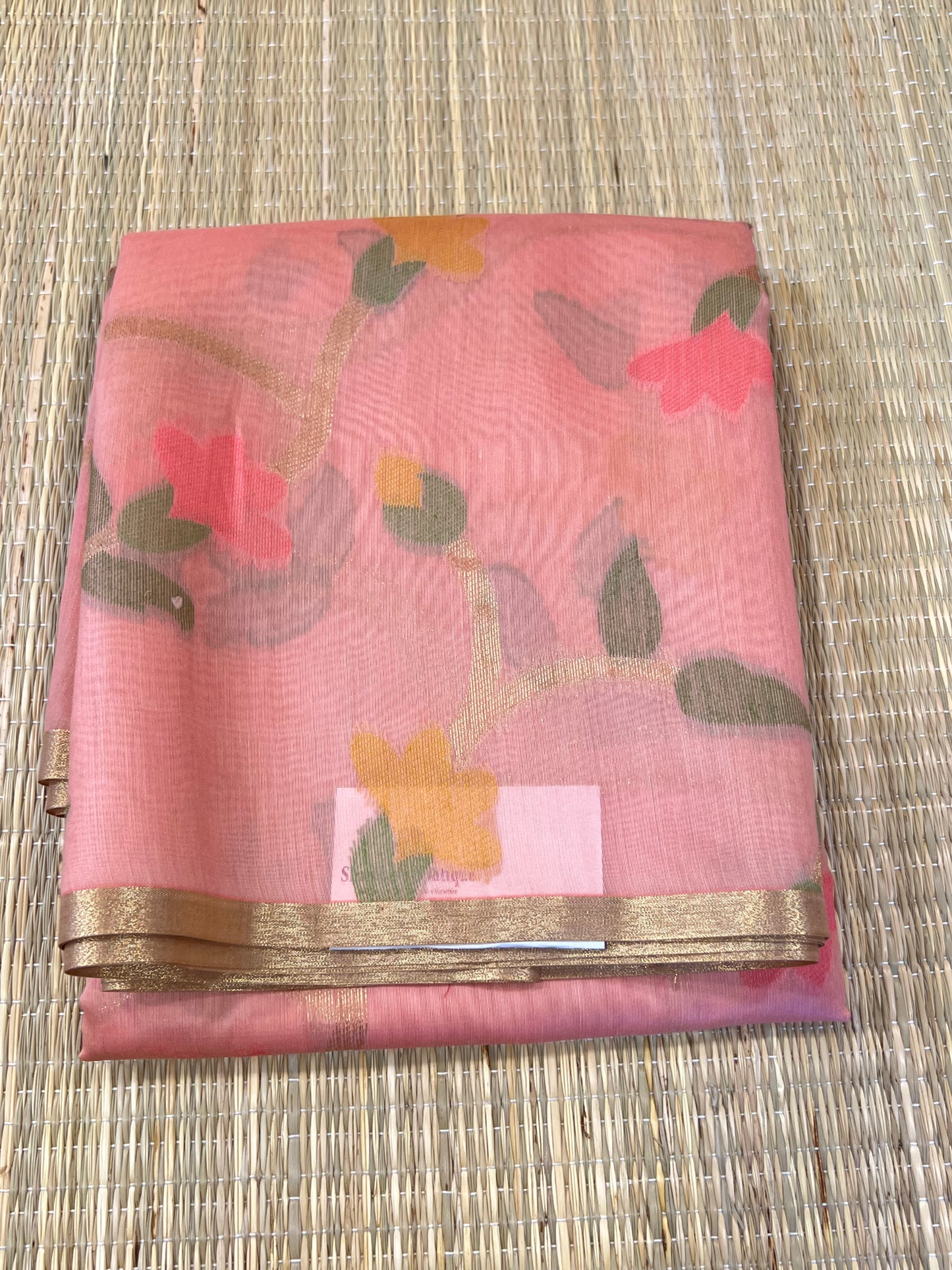 Blush pink semi matka silk saree