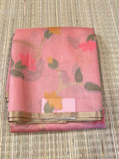 Blush pink semi matka silk saree
