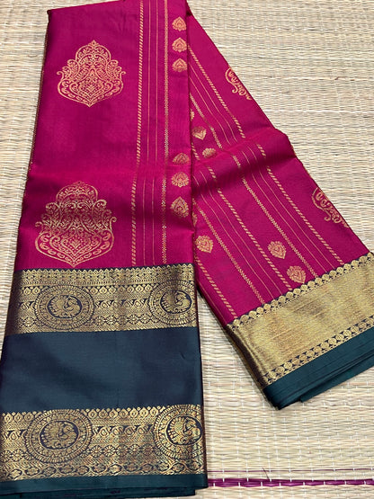 Magenta semi silk saree