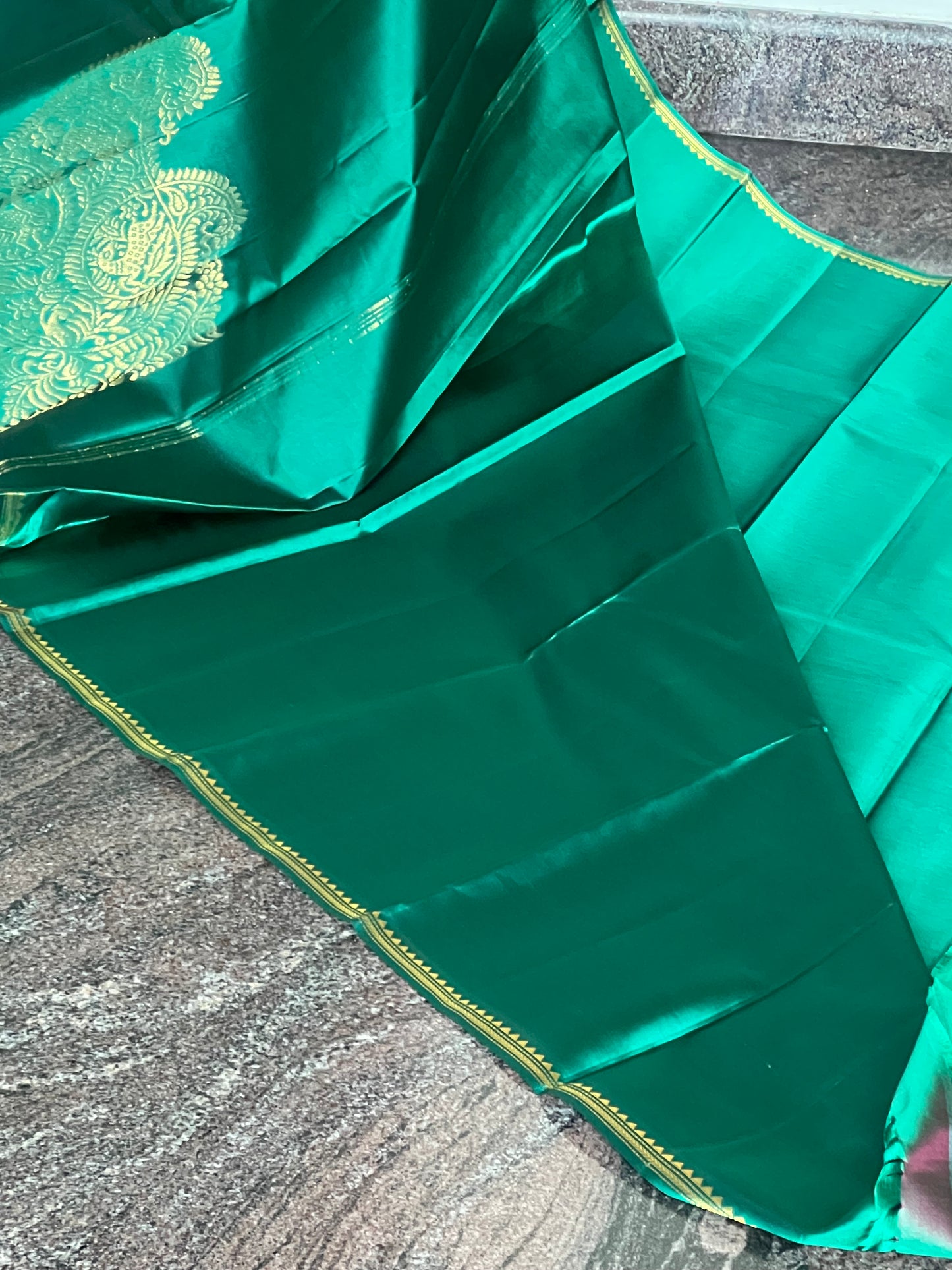 Orange & green light weight kanjivaram silk saree