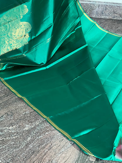 Orange & green light weight kanjivaram silk saree