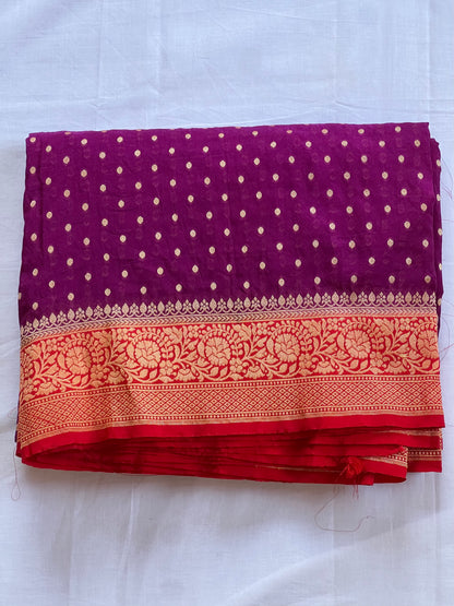 Purple semi banaras silk saree