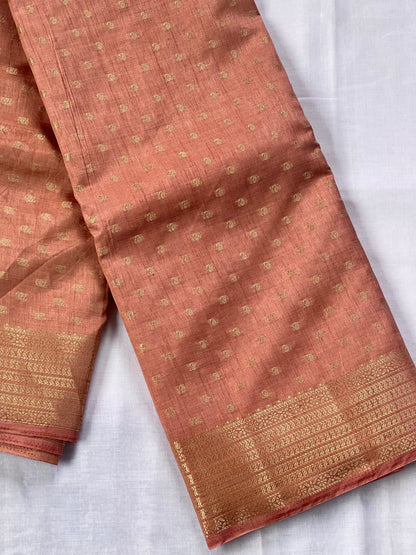 Festive Peach semi silk cotton saree