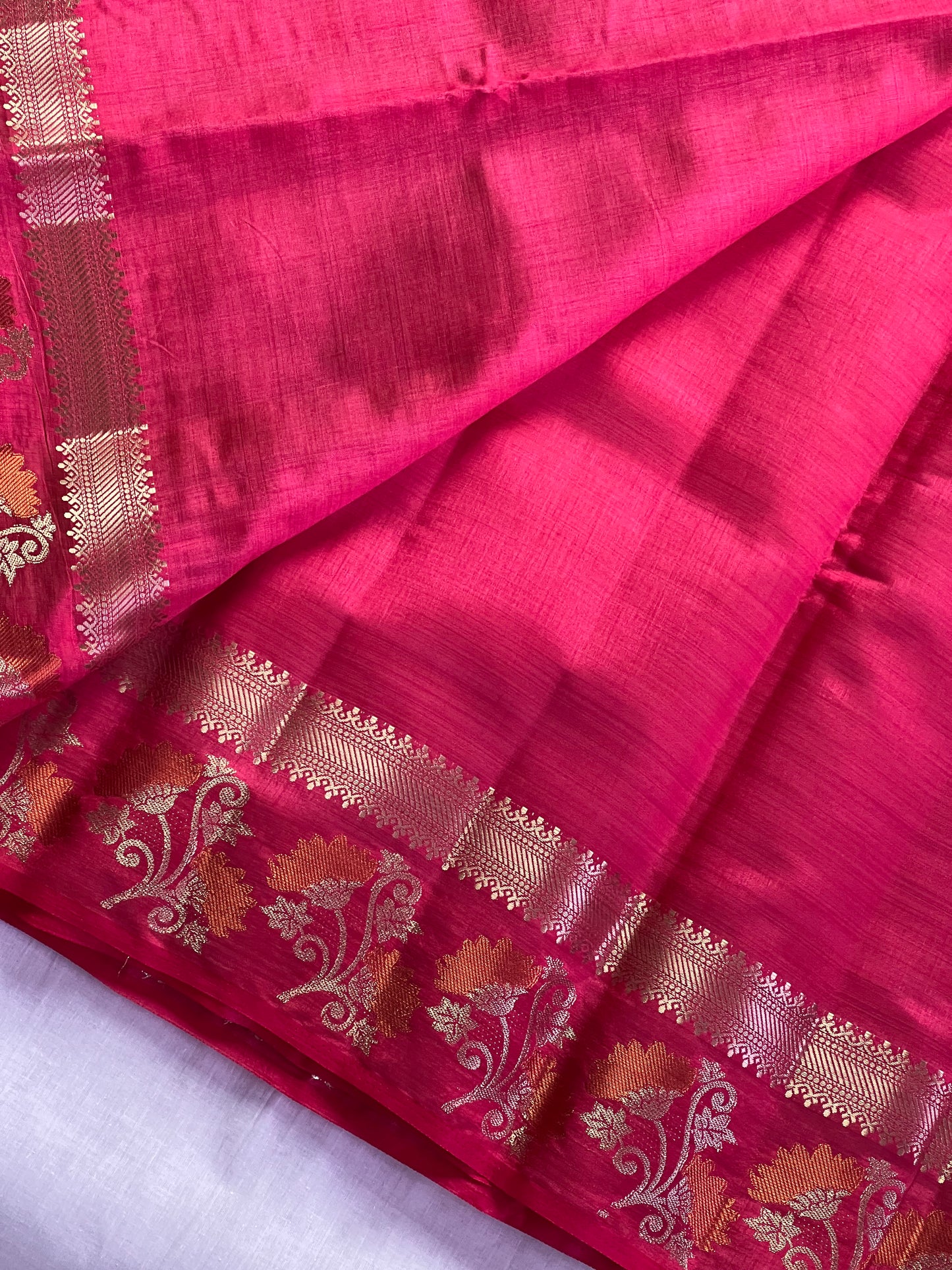 Rich pink semi silk cotton saree