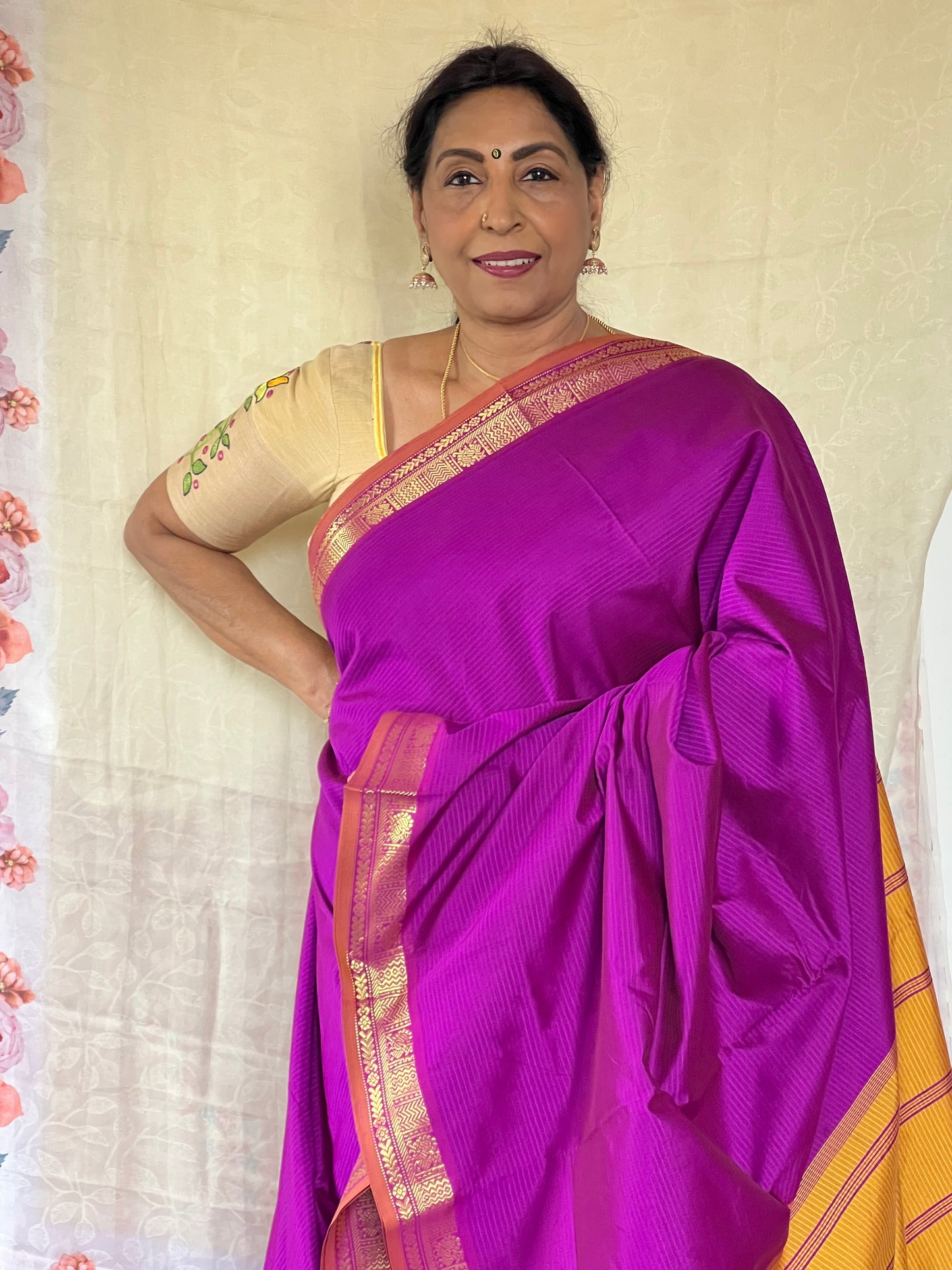 Magenta semi silk cotton