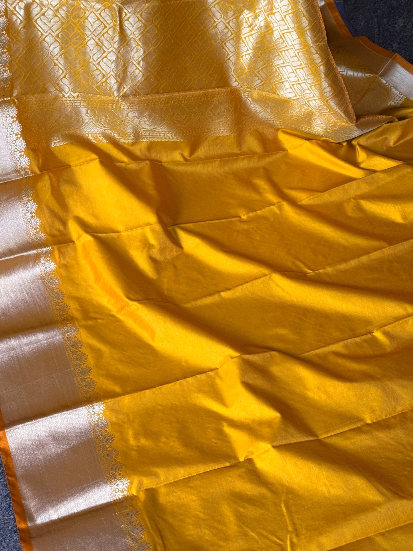 Grey & Gold semi silk saree