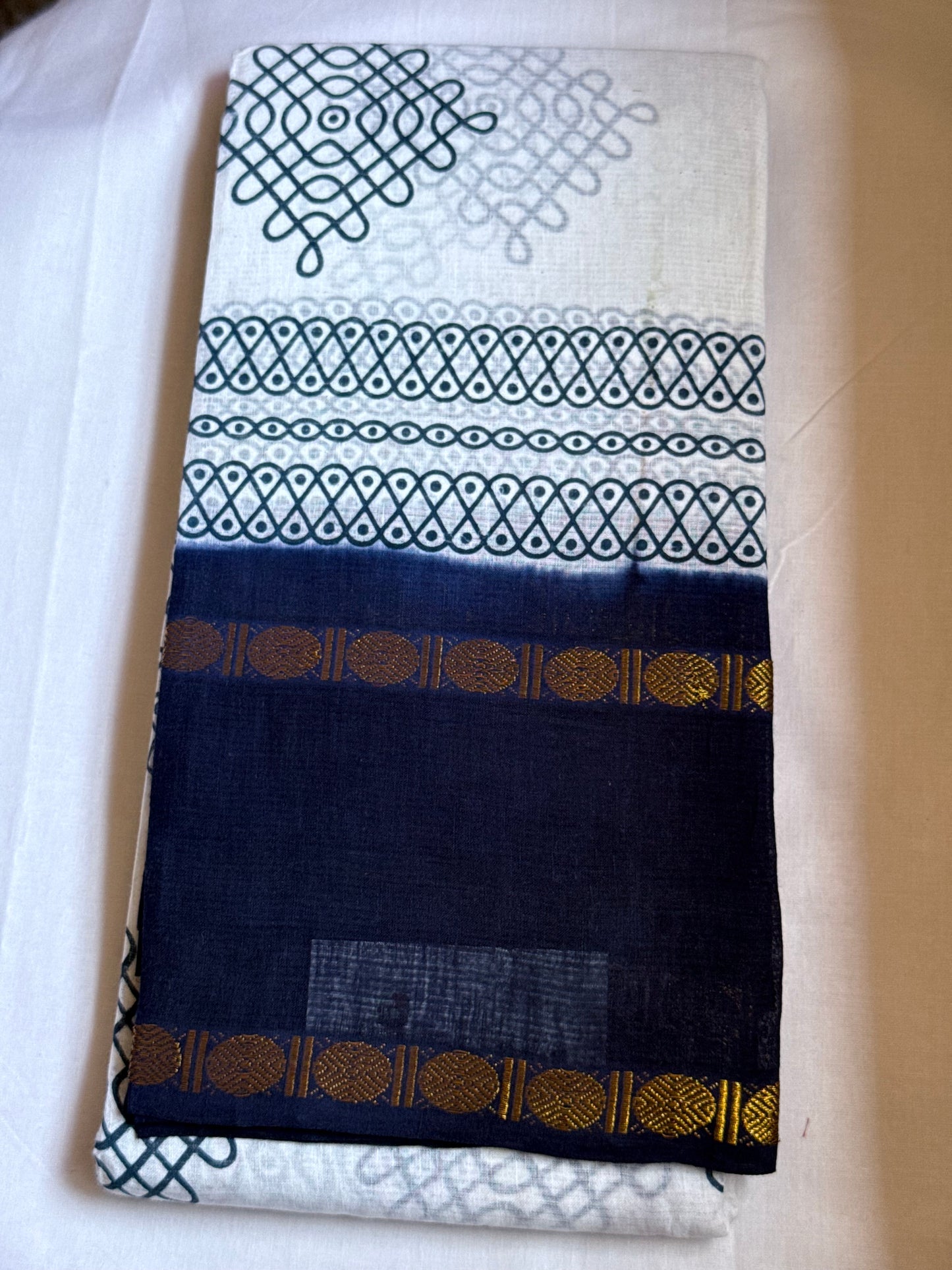 Black and white sungudi saree