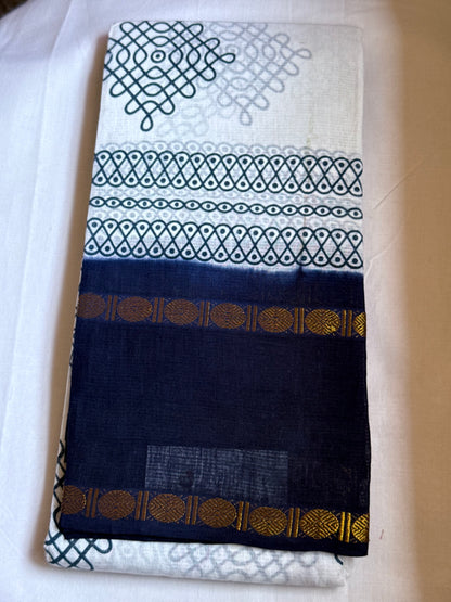 Black and white sungudi saree