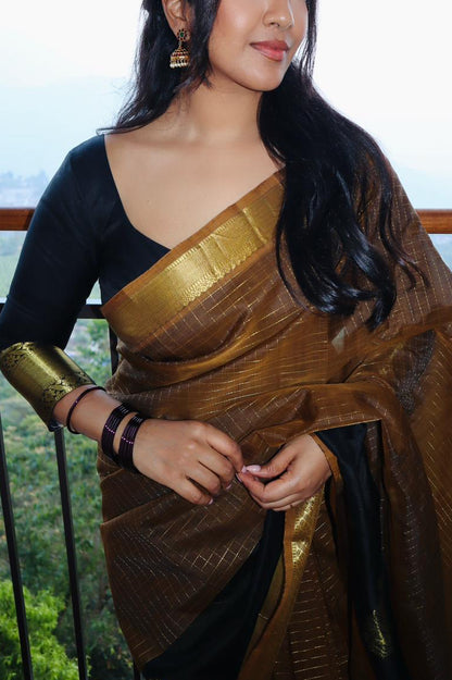 Golden Noir Silk Cotton saree