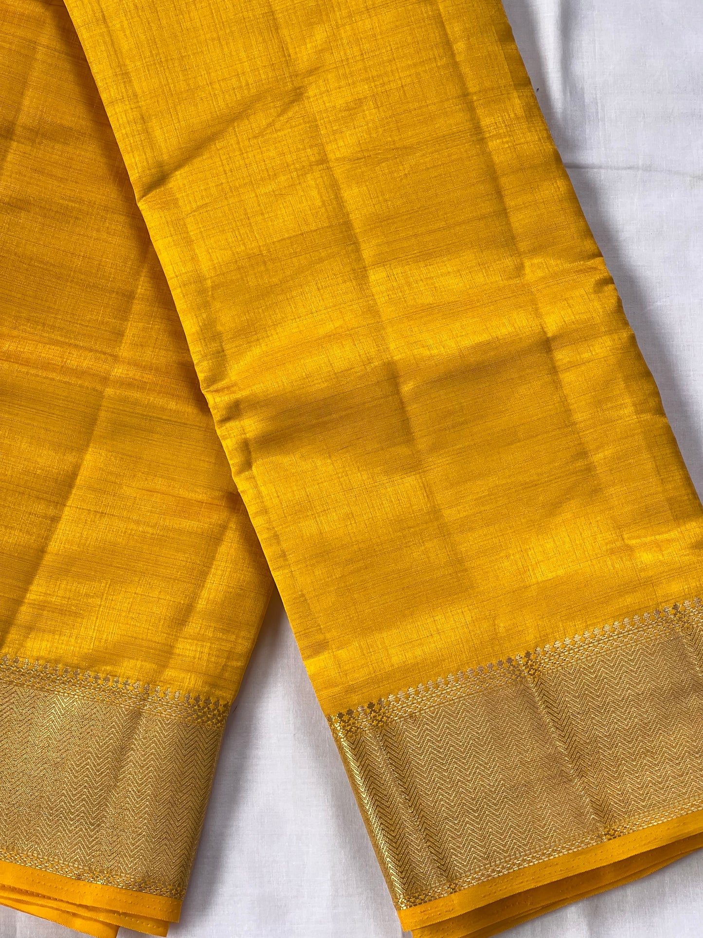 Plain Yellow semi silk cotton saree