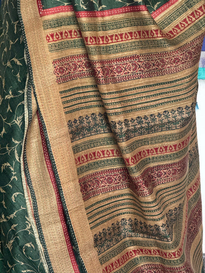 Forest Green & Maroon Heritage Tussar Silk