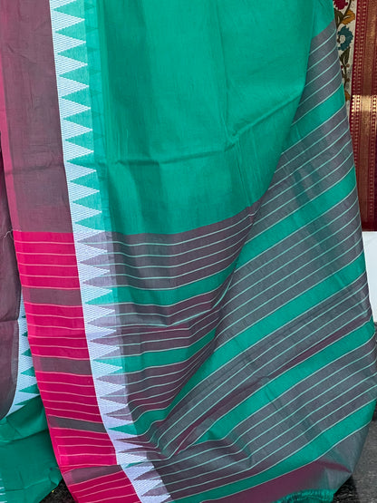 Teal Mangalagiri cotton saree