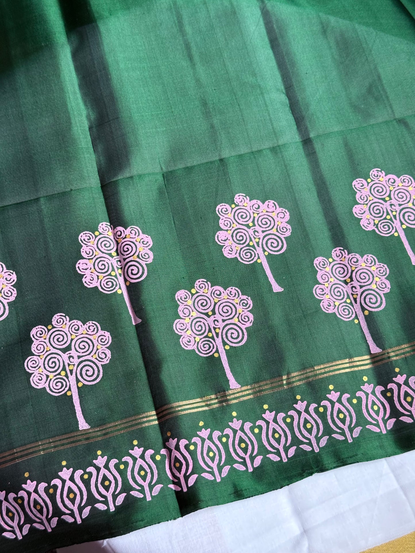 Soft Silk saree - Tree block print