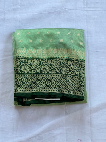 Teal semi banaras georgette saree