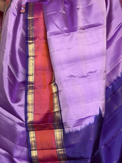 Lavender pure silk saree