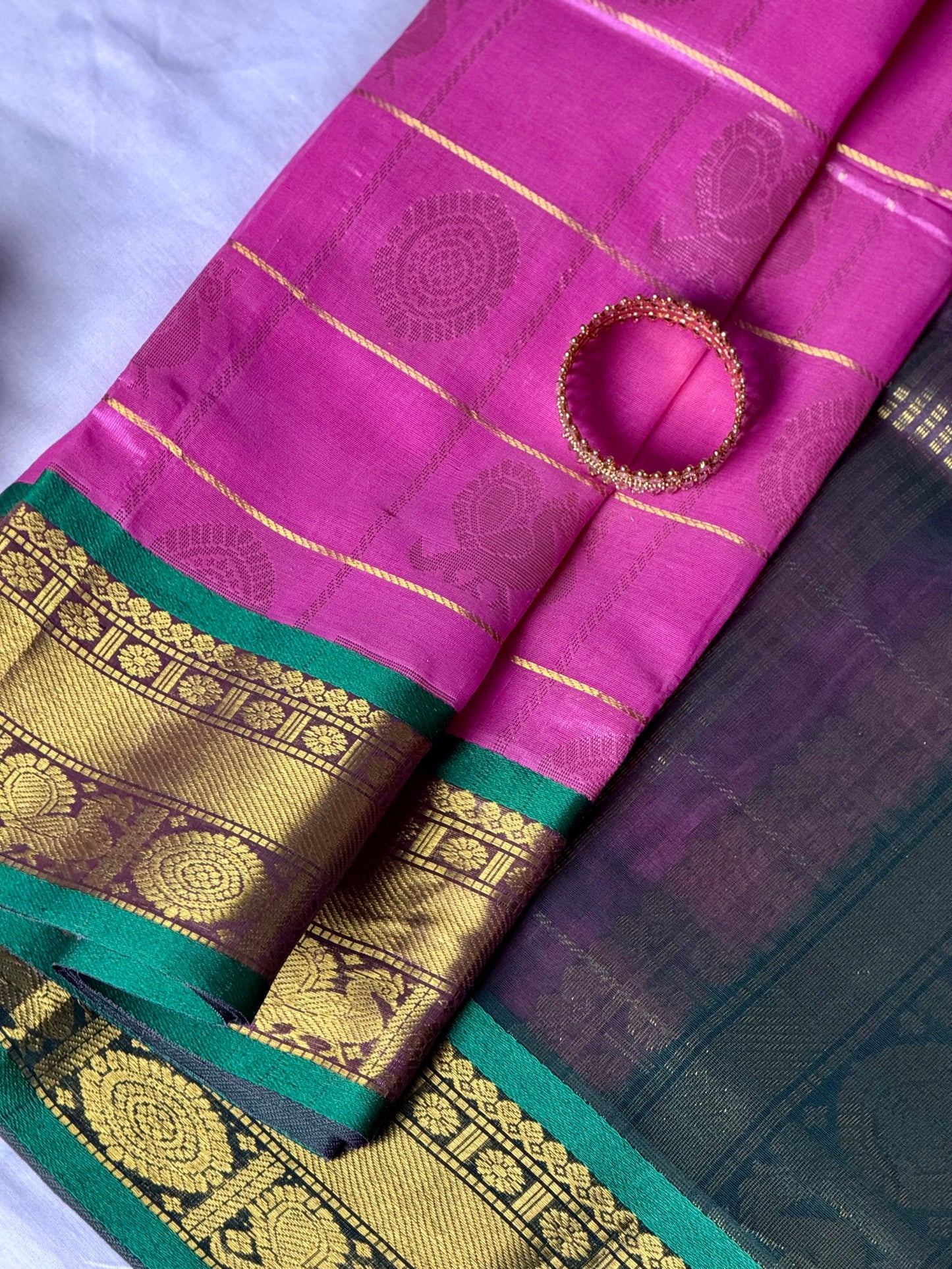 Pure Silk Cotton - Pink Annam Chakra Checked
