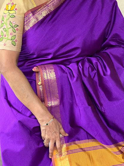Rich violet semi silk cotton