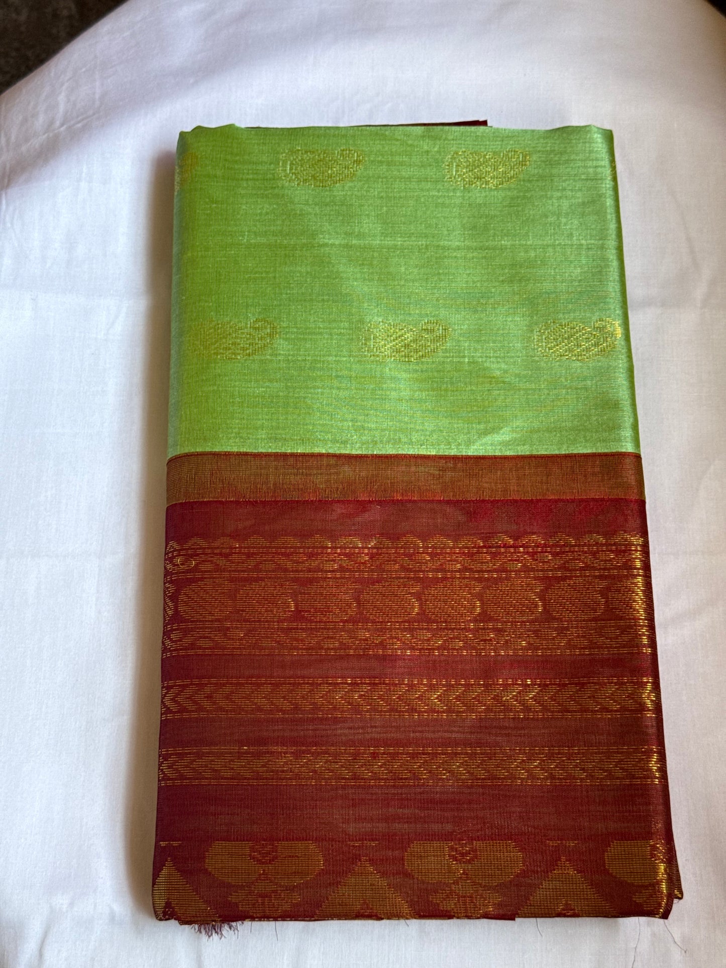 Green maroon Silk cotton Saree