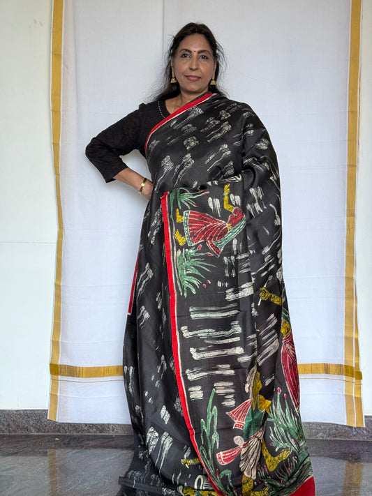 Murshidabad Silk saree - Black