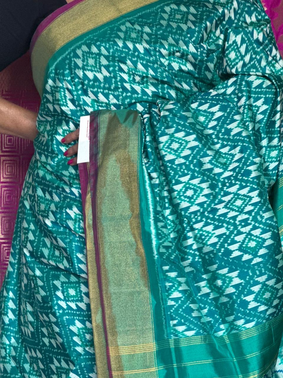 Ikat Silk Saree - Green