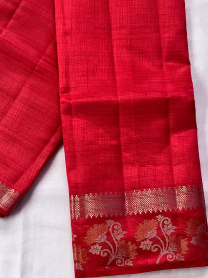 Red semi silk cotton saree