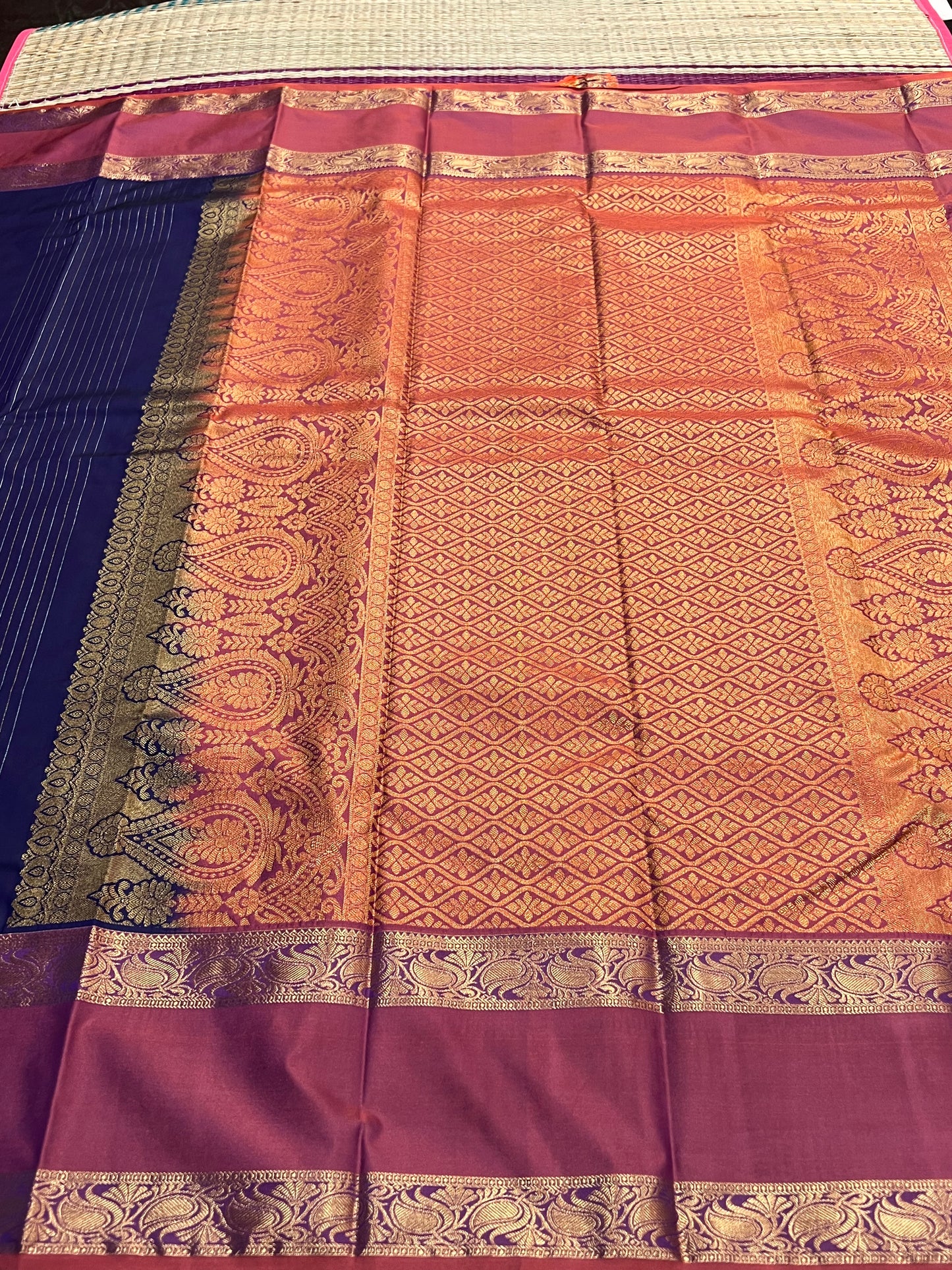 Navy blue semi silk saree