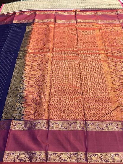 Navy blue semi silk saree
