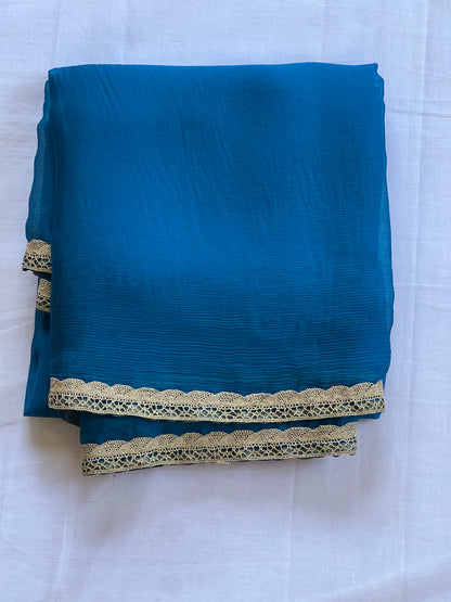 Blue pure chiffon saree
