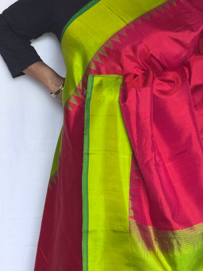 Gadwal Silk saree - Red & Green