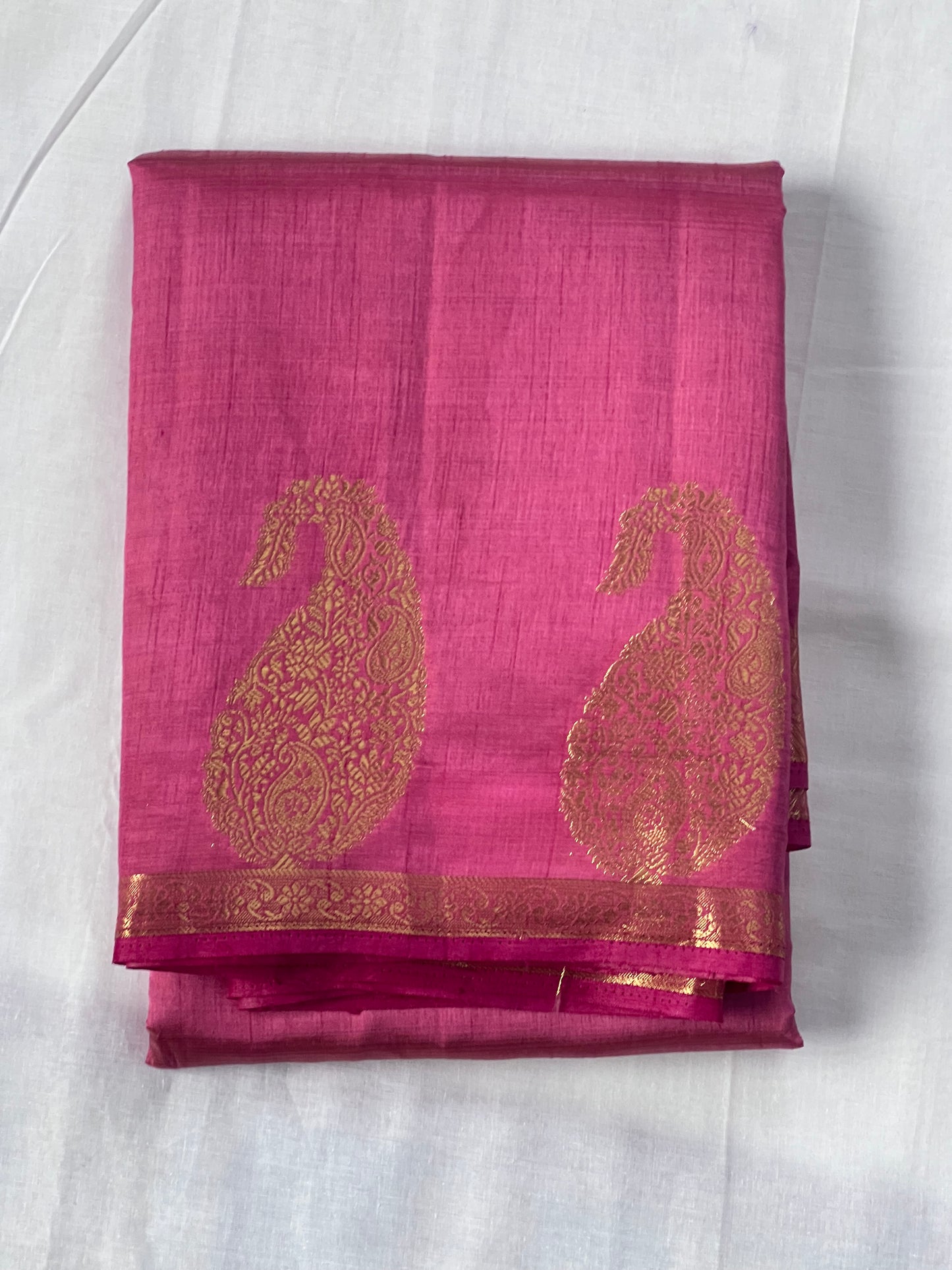 Blush pink semi silk cotton saree