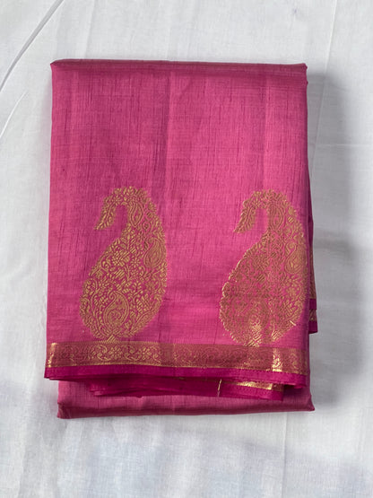Blush pink semi silk cotton saree