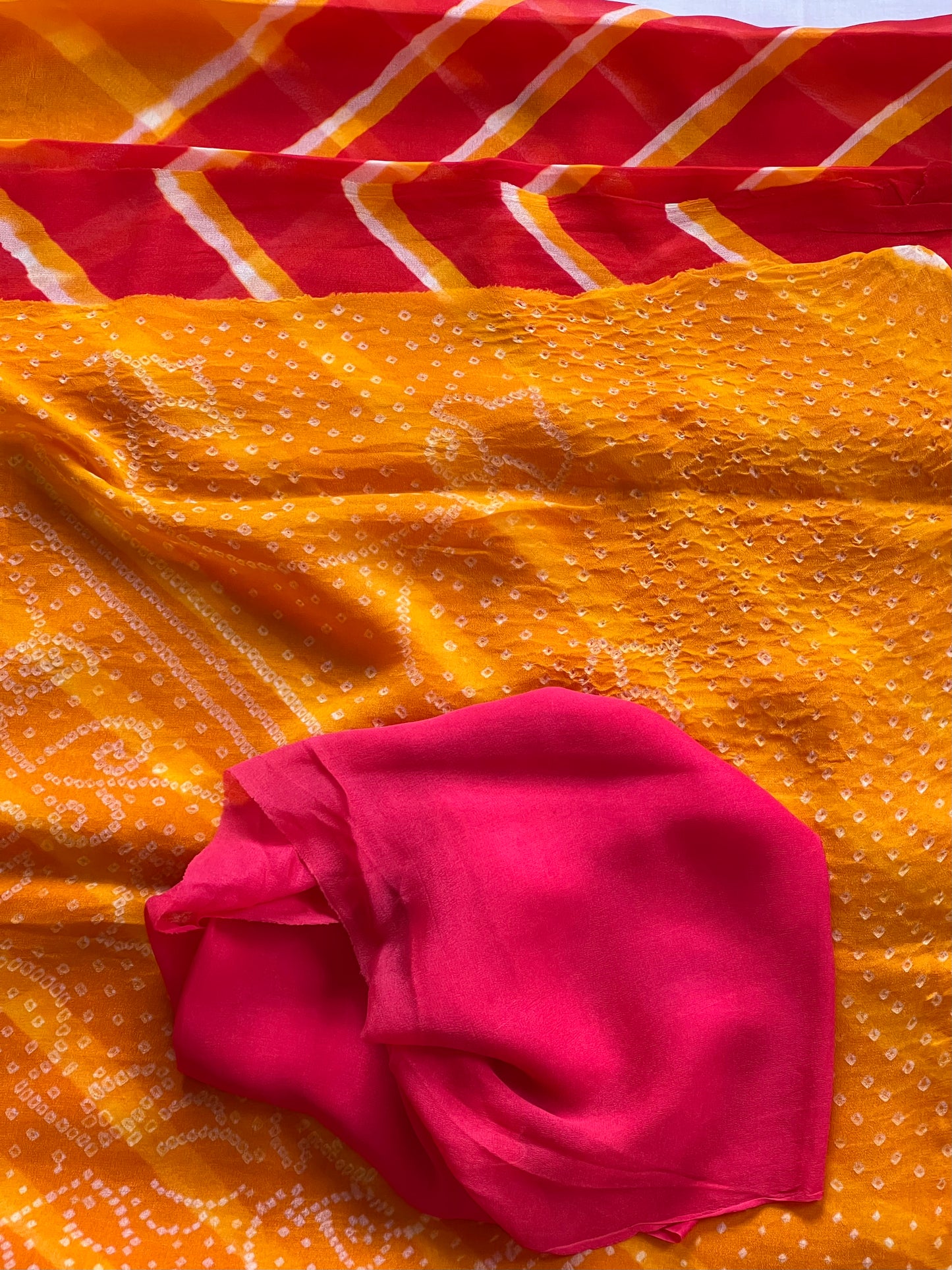 Orange and red chiffon saree