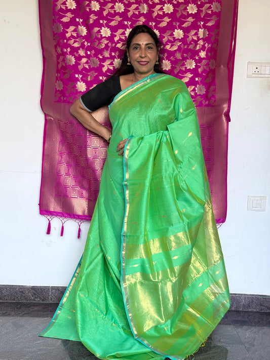 Green chanderi silk saree