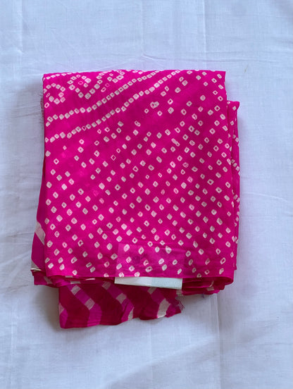 Pink pure chiffon bandini knotted saree
