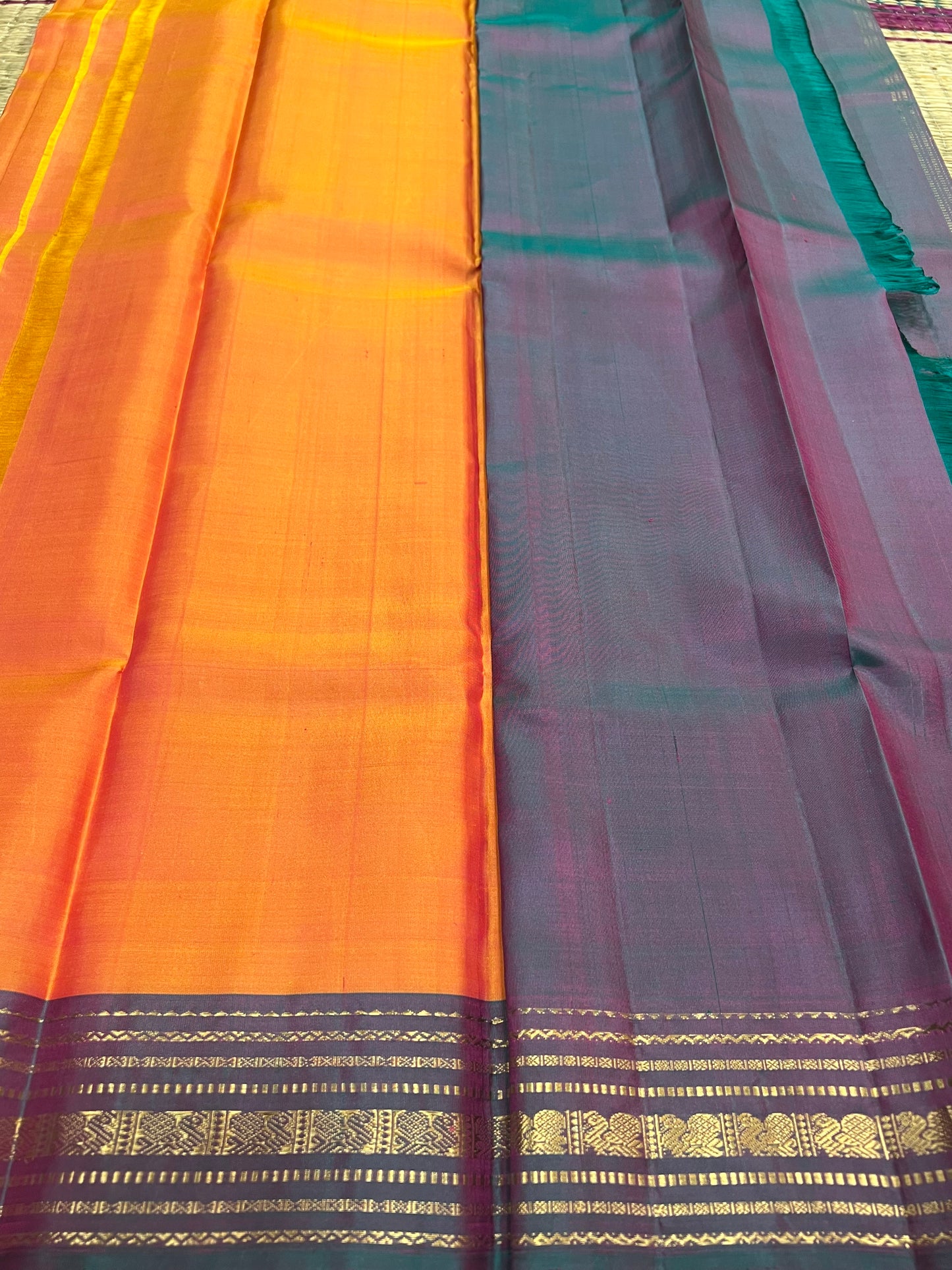 Orange Kanchivaram silk saree