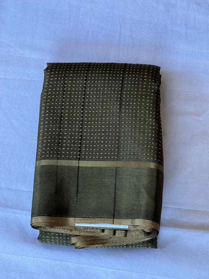 Dark green semi silk saree