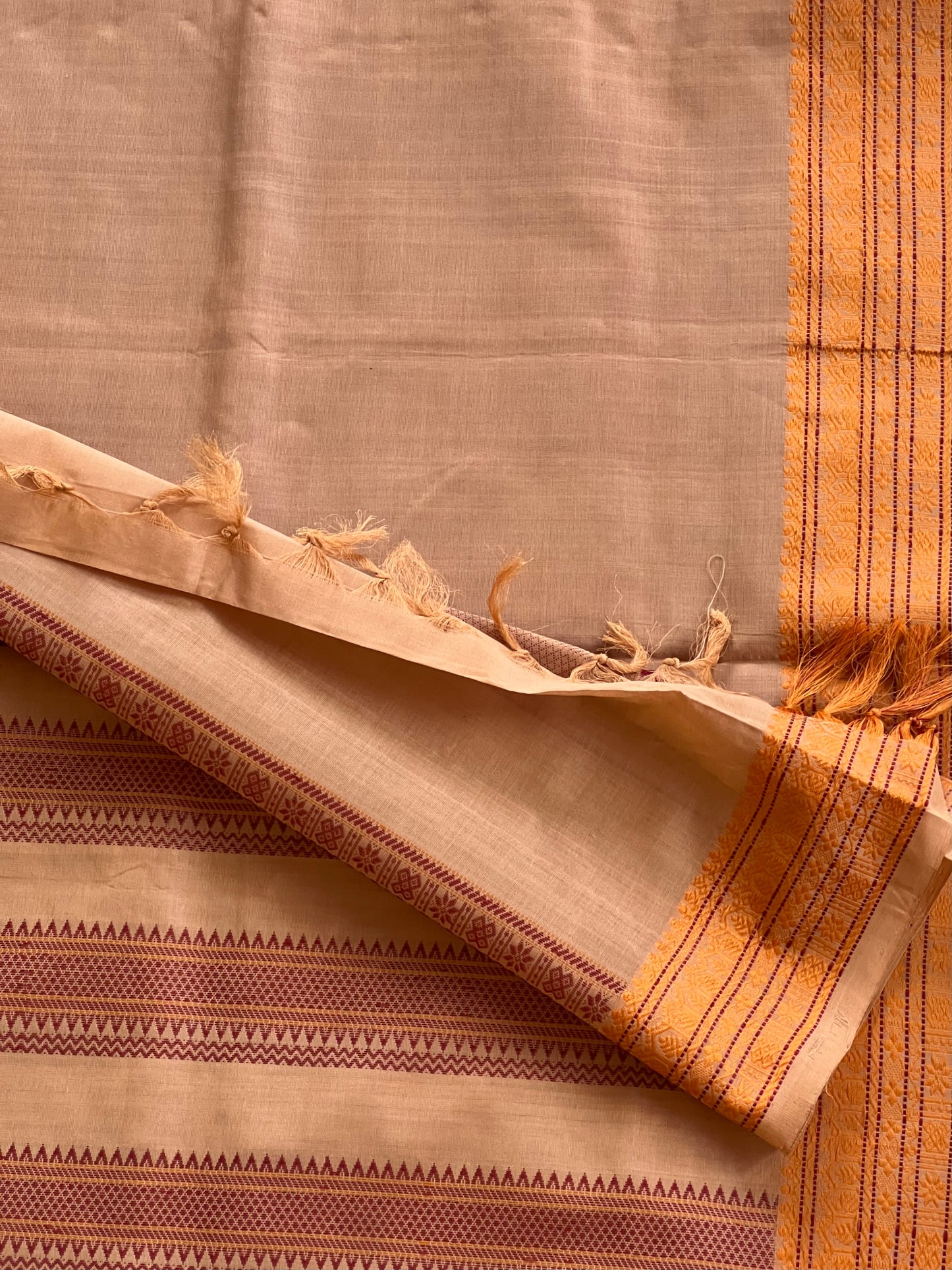 Checked maroon semi silk cotton saree