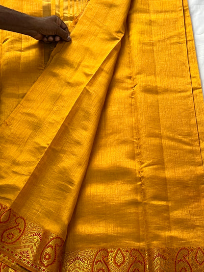 Mango yellow semi silk cotton saree