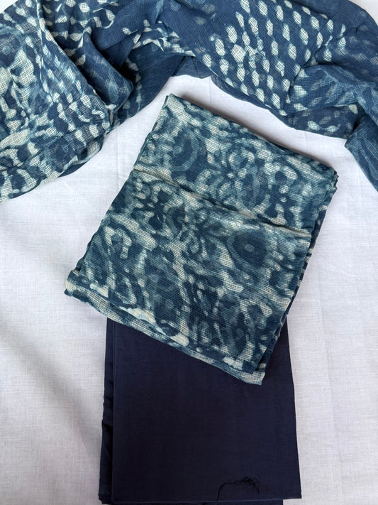 Unstitched indigo blue suit