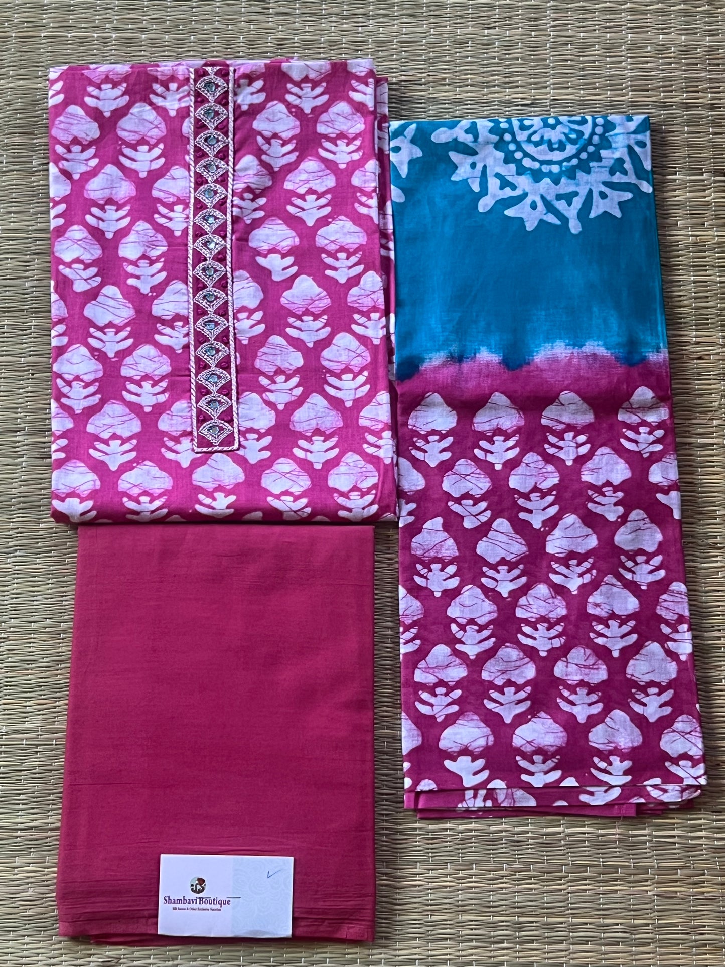 Pink blue material set