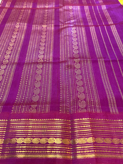Lime yellow silk cotton saree