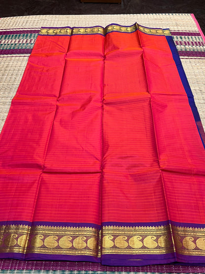 Orange & blue Kanchivaram silk saree