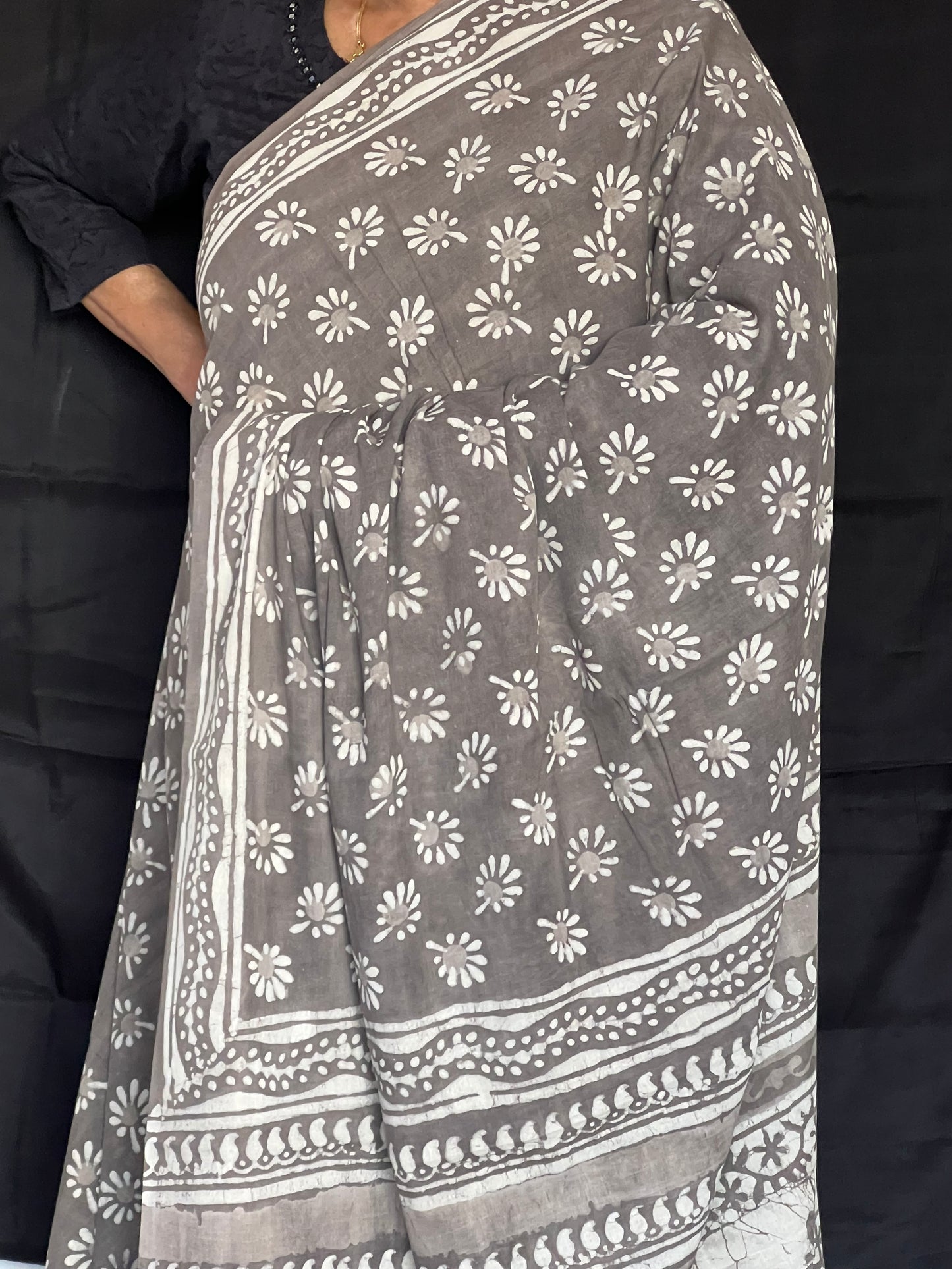 Grey Jaipur cotton saree