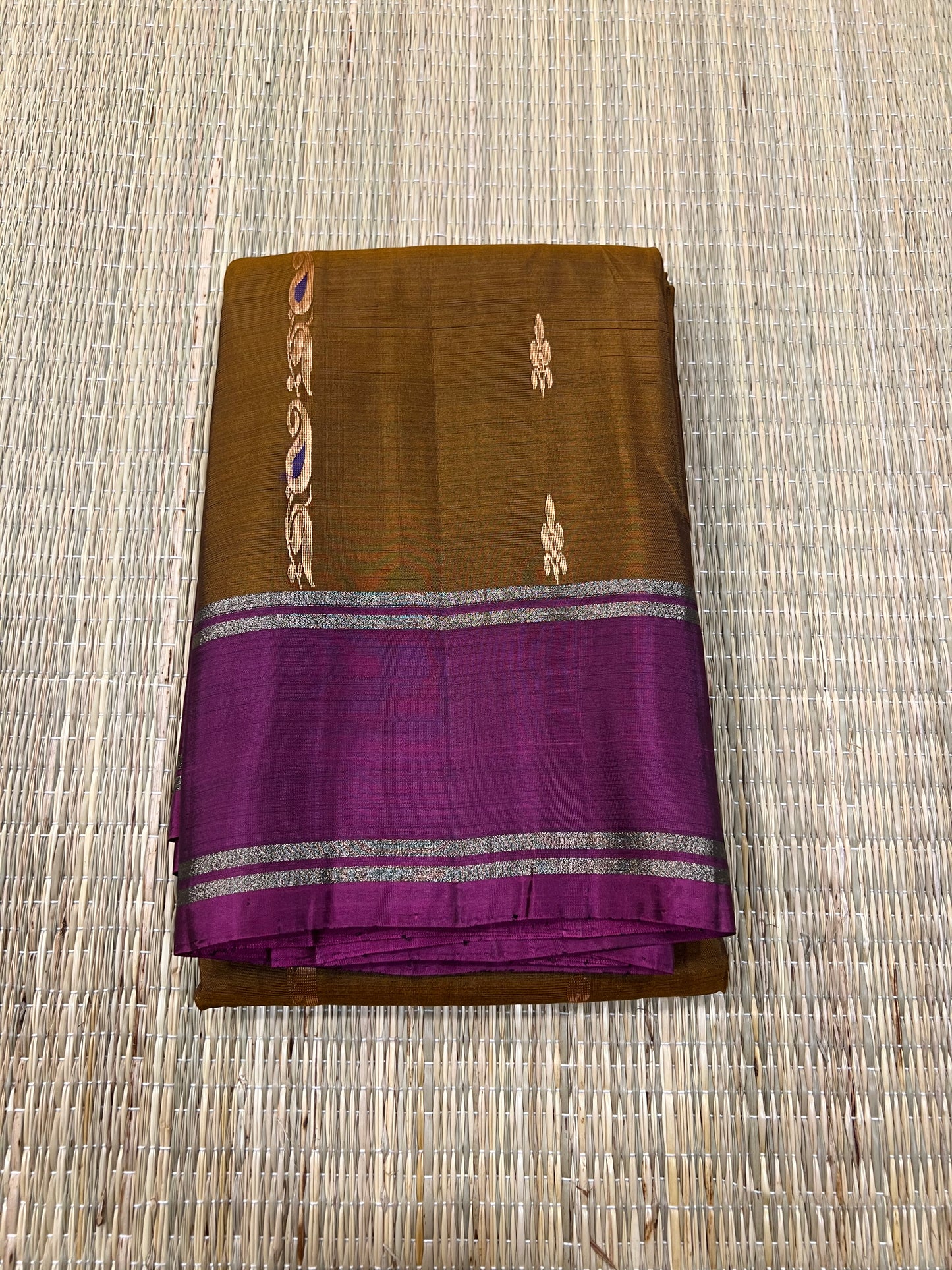 Mustard & Arakku Kanchivaram silk saree