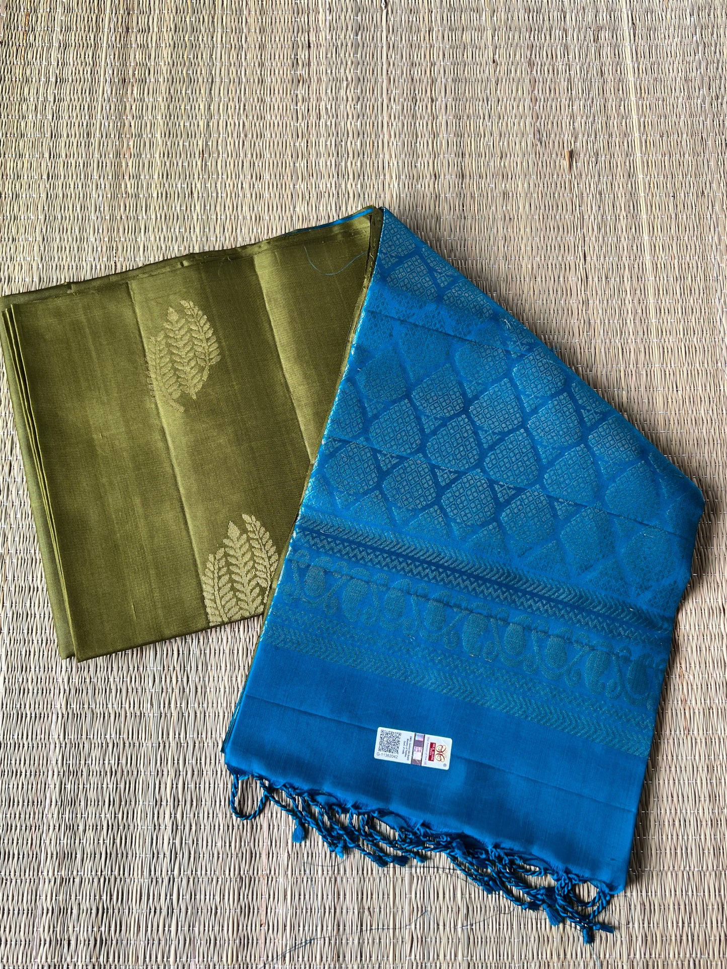 Green & blue soft silk