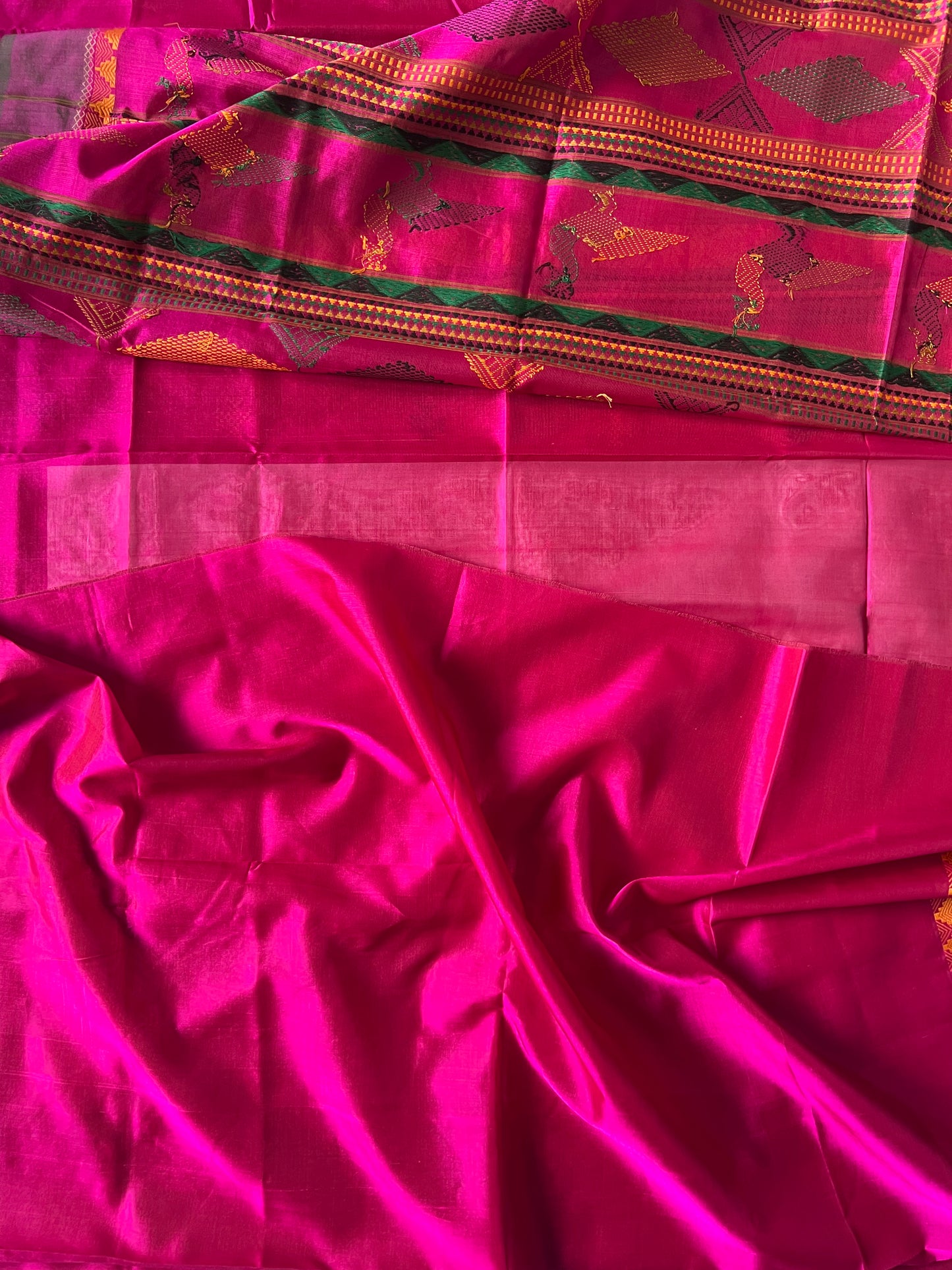 Thread work Silk Cotton saree - Pink