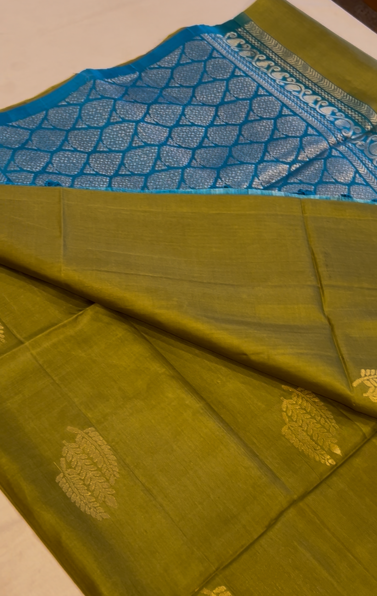 Green & blue soft silk